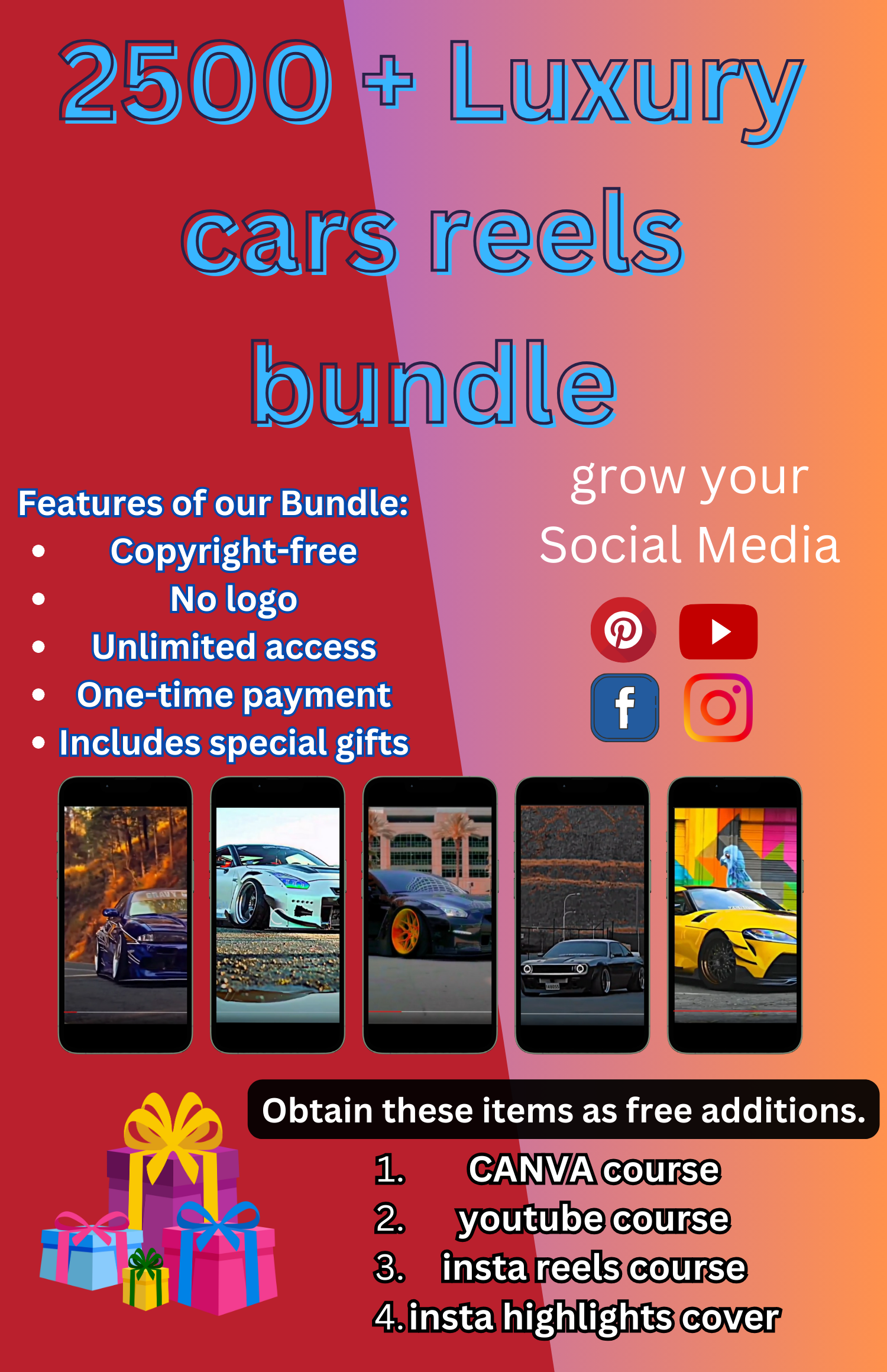 2500+ copyrightfree Luxury car reels bundle to be VIRAL.