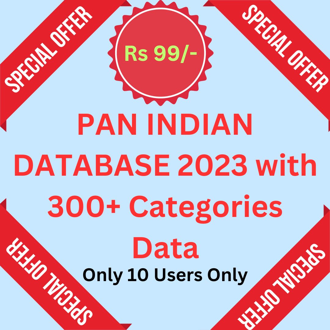 PAN INDIAN DATABASE 2023 with 300+ Categories Data