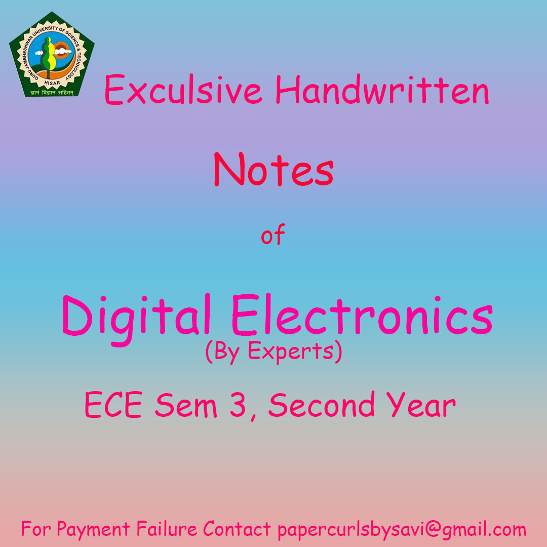 Handwritten Digital Electronics Notes for ECE 3rd Sem