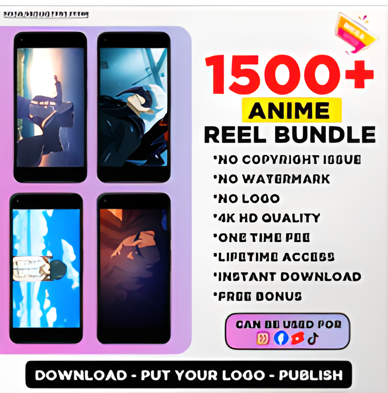 1500+ Anime Reel Bundle Premade Edits